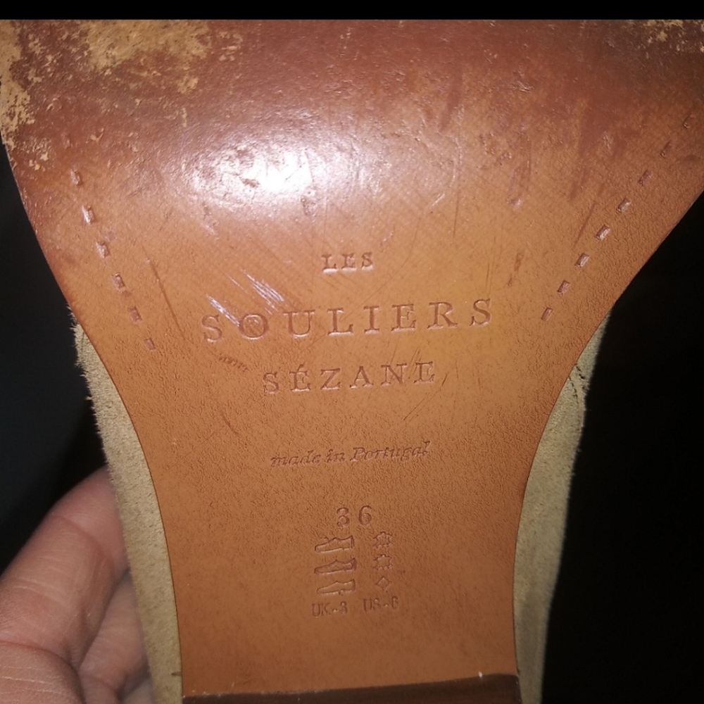 Sezane Phoenix Cowgirl Leather Beige Tan Boots - Picture 11 of 13